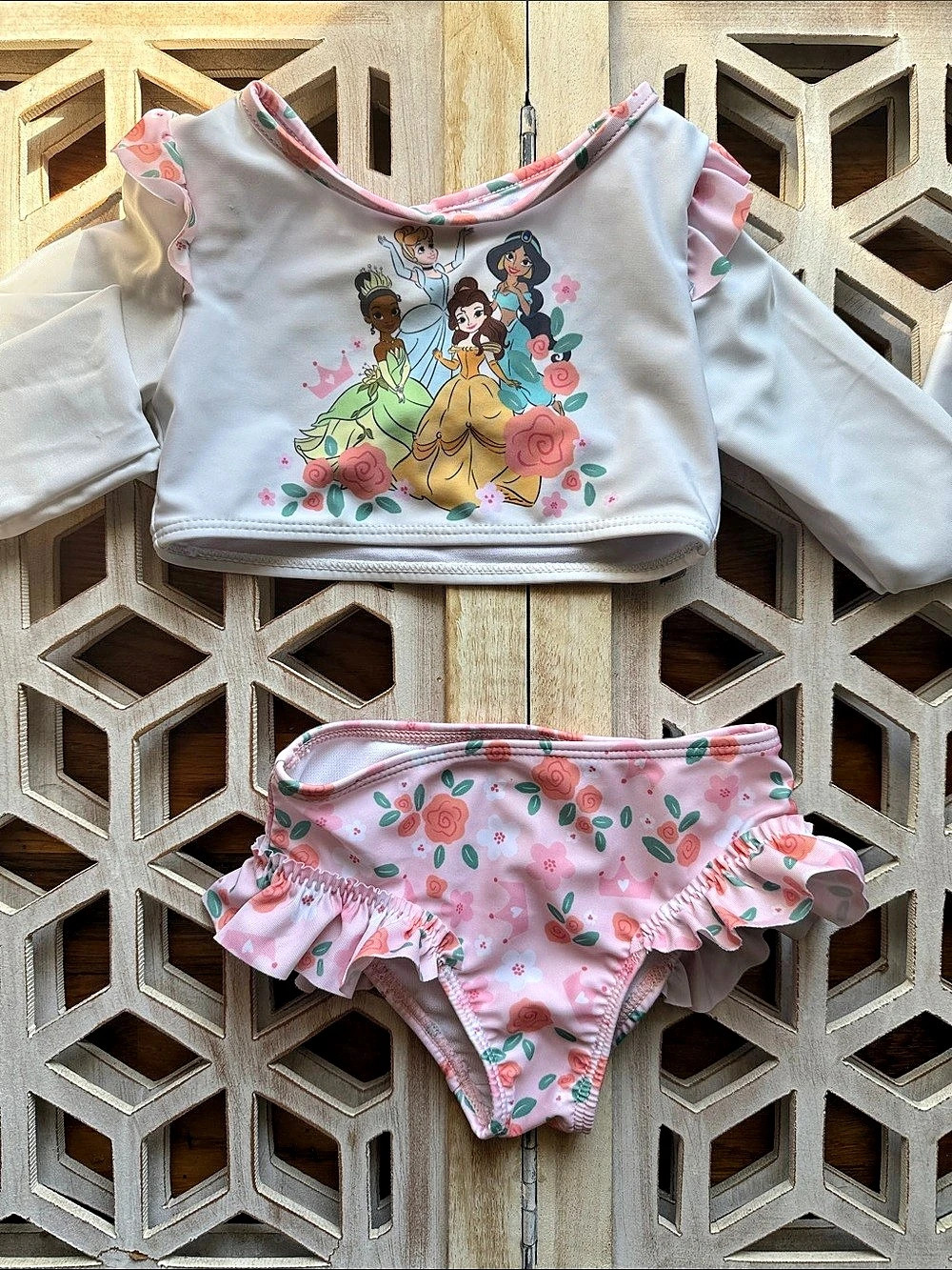 Disney Princess Floral Swim Set Girls 3T Like New